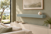 36-inch long, 4-inch thick Halcyon Green SW 6213 painted floating shelf, standard mount, unlit