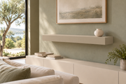36-inch long, 4-inch thick Universal Khaki SW 6150 painted floating shelf, standard mount, unlit