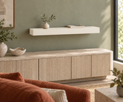 36 × 8 × 3 inch Alabaster SW 7008 painted floating shelf, standard mount, unlit