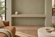 42-inch long, 3-inch thick Universal Khaki SW 6150 painted floating shelf, wall-to-wall mount, unlit