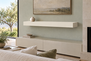 42-inch long, 4-inch thick Alabaster SW 7008 painted floating shelf, standard mount, unlit