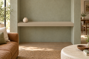 48-inch long, 3-inch thick Universal Khaki SW 6150 painted floating shelf, wall-to-wall mount, unlit