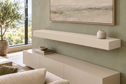 48-inch long, 4-inch thick Natural Linen SW 9109 painted floating shelf, standard mount, unlit