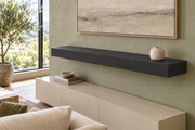 48-inch long, 4-inch thick Tricorn Black SW 6258 painted floating shelf, standard mount, unlit