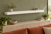 48 × 8 × 3 inch Alabaster SW 7008 painted floating shelf, standard mount, unlit