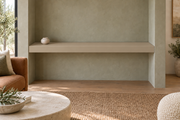 54-inch long, 3-inch thick Universal Khaki SW 6150 painted floating shelf, wall-to-wall mount, unlit
