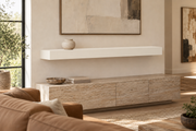 54 × 8 × 4 inch Alabaster SW 7008 painted floating shelf, standard mount, unlit