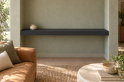 60 × 10 × 3 inch Tricorn Black SW 6258 painted floating shelf, wall-to-wall mount, unlit