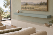 60-inch long, 4-inch thick Halcyon Green SW 6213 painted floating shelf, standard mount, unlit
