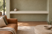 60-inch long, 4-inch thick Natural Linen SW 9109 painted floating shelf, wall-to-wall mount, unlit