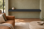 60 × 10 × 4 inch Tricorn Black SW 6258 painted floating shelf, wall-to-wall mount, unlit
