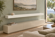 66 × 10 × 4 inch Alabaster SW 7008 painted floating shelf, standard mount, unlit