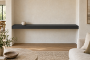 66 × 8 × 3 inch Tricorn Black SW 6258 painted floating shelf, wall-to-wall mount, unlit