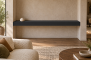 66 × 8 × 4 inch Tricorn Black SW 6258 painted floating shelf, wall-to-wall mount, unlit
