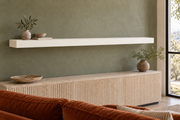 72 × 8 × 3 inch Alabaster SW 7008 painted floating shelf, standard mount, unlit