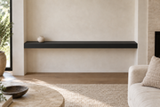 72 × 8 × 3 inch Tricorn Black SW 6258 painted floating shelf, wall-to-wall mount, unlit