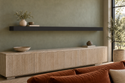 78 × 8 × 3 inch Tricorn Black SW 6258 painted floating shelf, standard mount, unlit