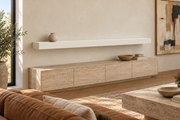 84 × 8 × 4 inch Alabaster SW 7008 painted floating shelf, standard mount, unlit
