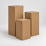 Titan Rift White Oak Gallery Pedestal Trio in rift-sawn white oak, straight vertical grain and a matching medium natural oak finish