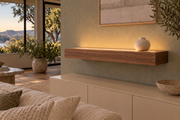 Gentry Stinson Walnut Floating Shelf | 30″ long × 4″ thick | Standard Mount | Natural | LED Light Ready — Top Front location; rendering with separately supplied LED tape