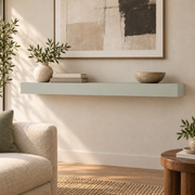 Sea Salt SW 6204 custom painted standard-mount floating shelf in standard-01 room scene
