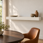 White Duck SW 7010 custom painted standard-mount floating shelf in standard-02 room scene