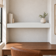 Ice Cube SW 6252 custom painted wall-to-wall floating shelf in wall-to-wall-01 room scene