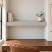 Repose Gray SW 7015 custom painted floating shelf in wall-to-wall-01 room scene