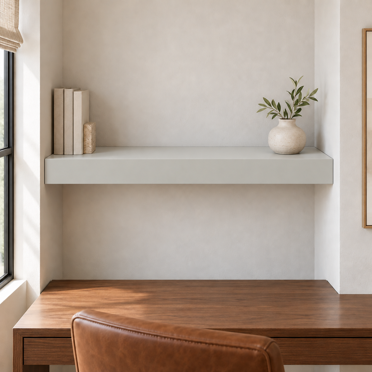 Big Chill SW 7648 custom painted wall-to-wall floating shelf in wall-to-wall-01 room scene