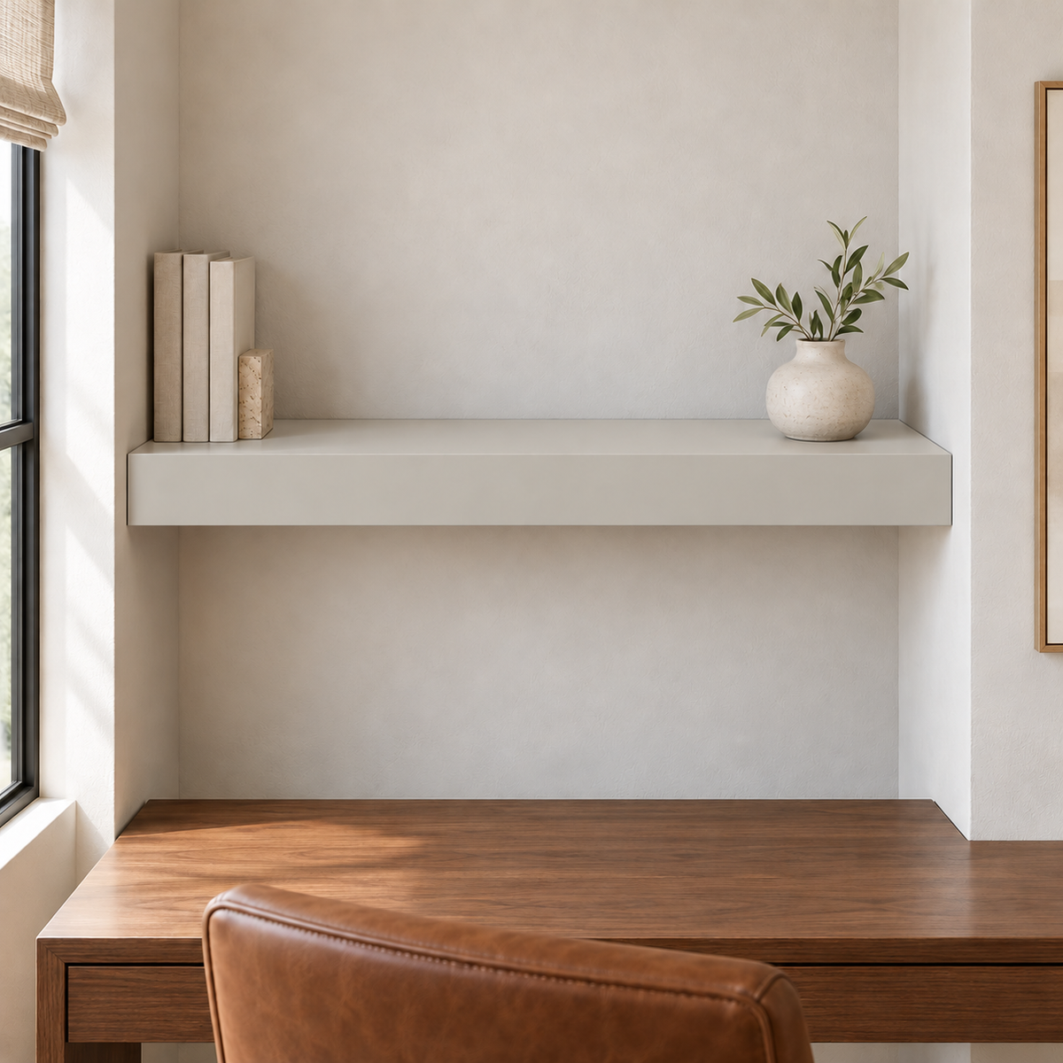 On the Rocks SW 7671 custom painted wall-to-wall floating shelf in wall-to-wall-01 room scene