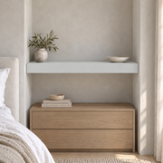 Olympus White SW 6253 custom painted wall-to-wall floating shelf in wall-to-wall-02 room scene