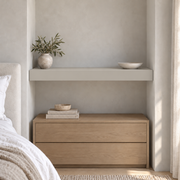 Repose Gray SW 7015 custom painted floating shelf in wall-to-wall-02 room scene