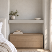 Agreeable Gray SW 7029 custom painted floating shelf in wall-to-wall-02 room scene