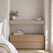 Anew Gray SW 7030 custom painted wall-to-wall floating shelf in wall-to-wall-02 room scene