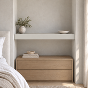 Crushed Ice SW 7647 custom painted wall-to-wall floating shelf in wall-to-wall-02 room scene