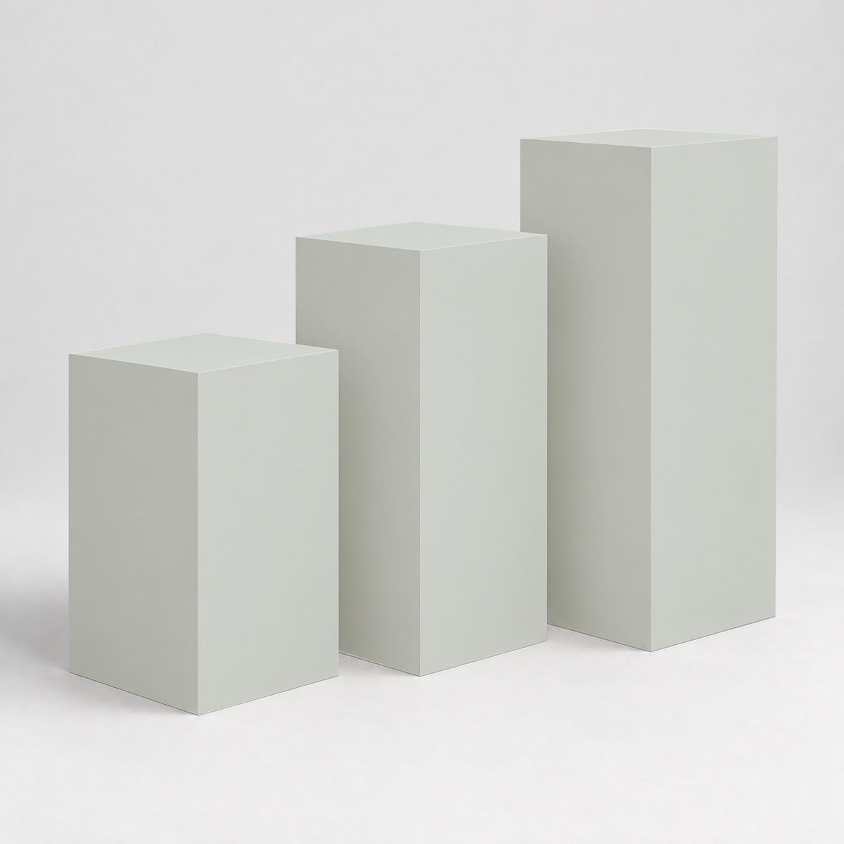 Painted Gallery Pedestal Trio in Sea Salt SW 6204; representative color rendering.