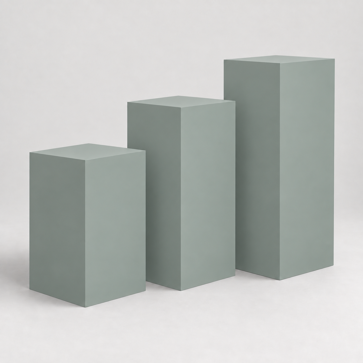 Painted Gallery Pedestal Trio in Halcyon Green SW 6213; representative color rendering.