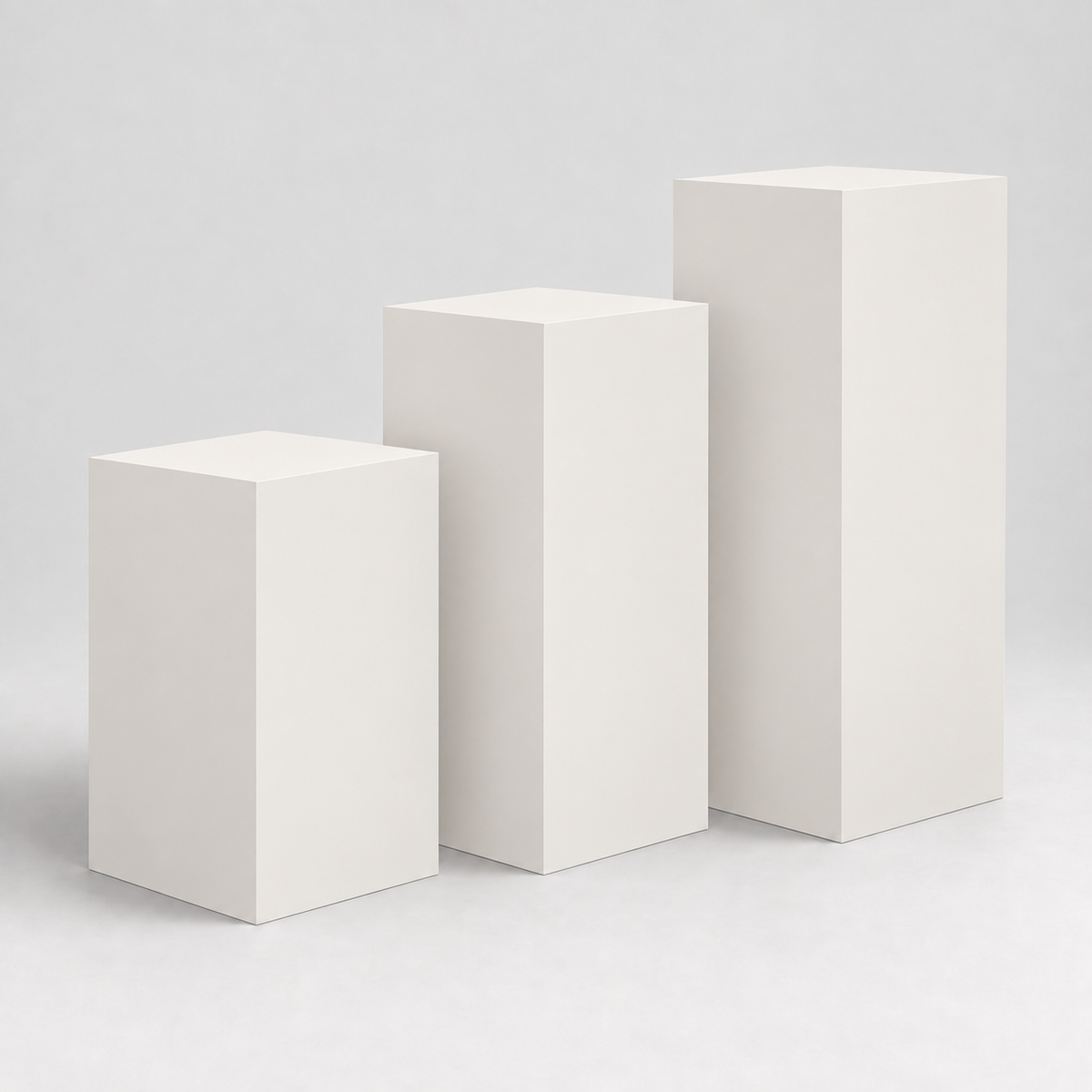 Painted Gallery Pedestal Trio in Snowbound SW 7004; representative color rendering.