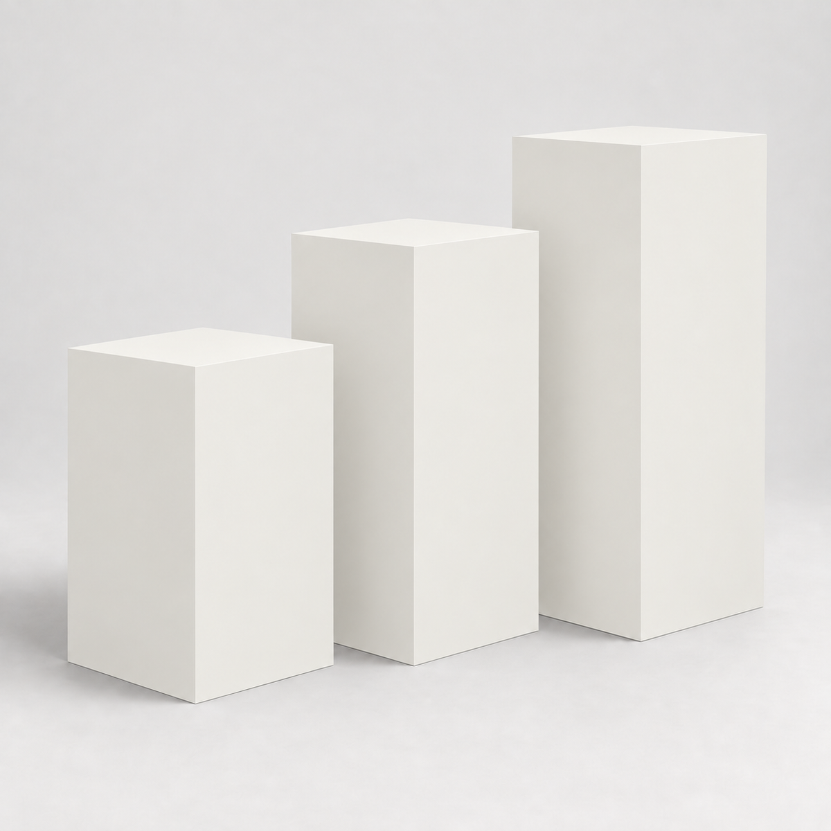 Painted Gallery Pedestal Trio in Pure White SW 7005; representative color rendering.