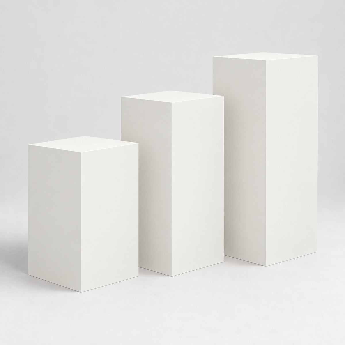 Painted Gallery Pedestal Trio in Extra White SW 7006; representative color rendering.