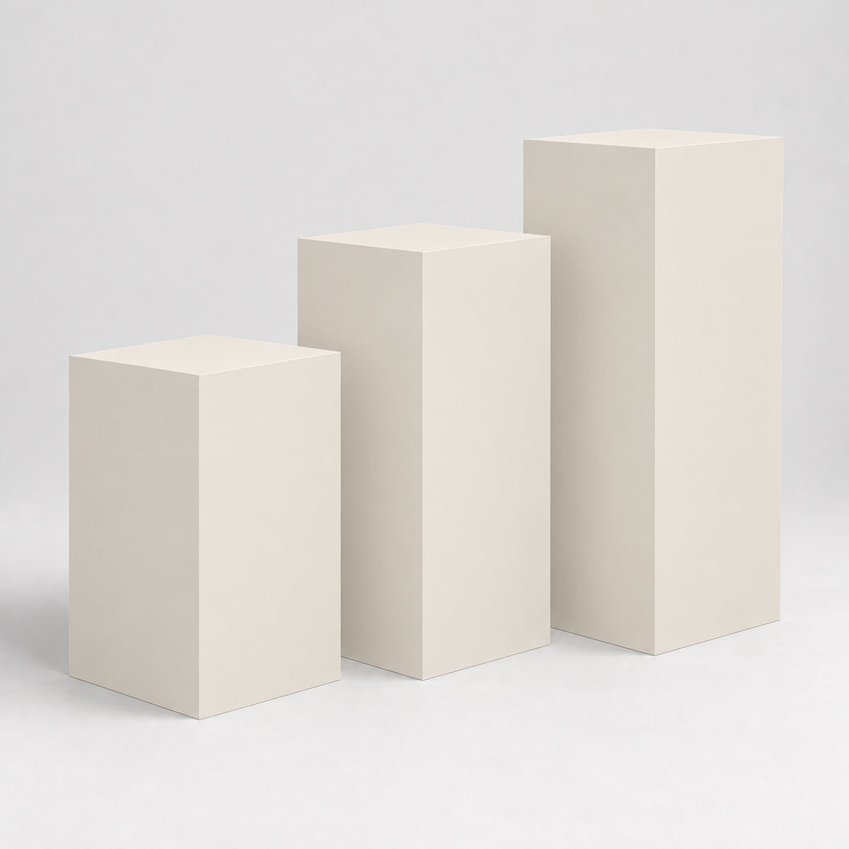 Painted Gallery Pedestal Trio in Pearly White SW 7009; representative color rendering.