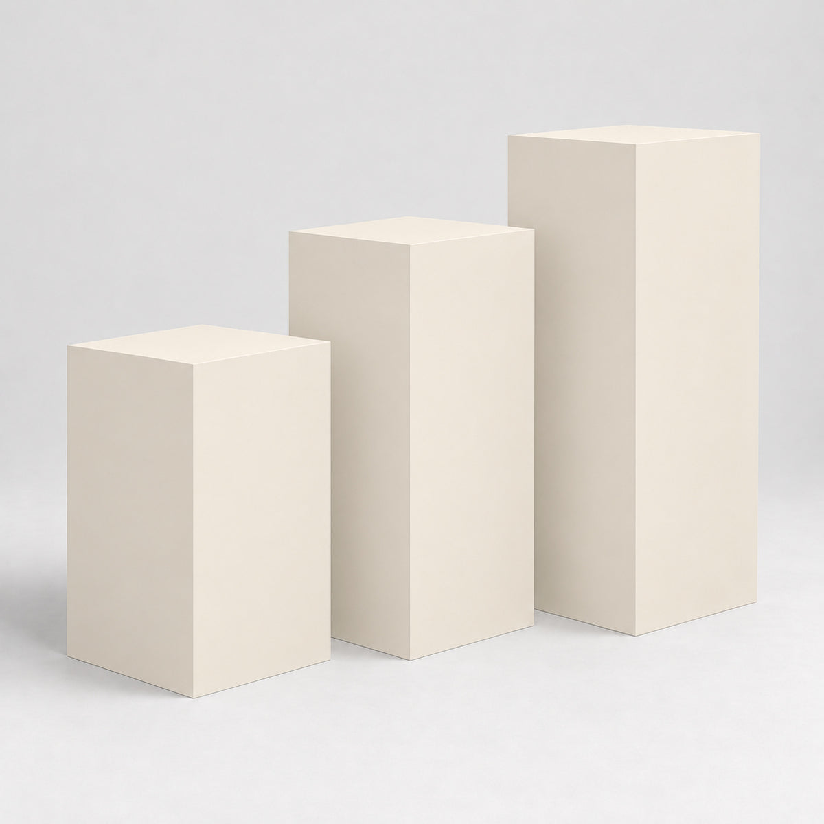 Painted Gallery Pedestal Trio in Creamy SW 7012; representative color rendering.