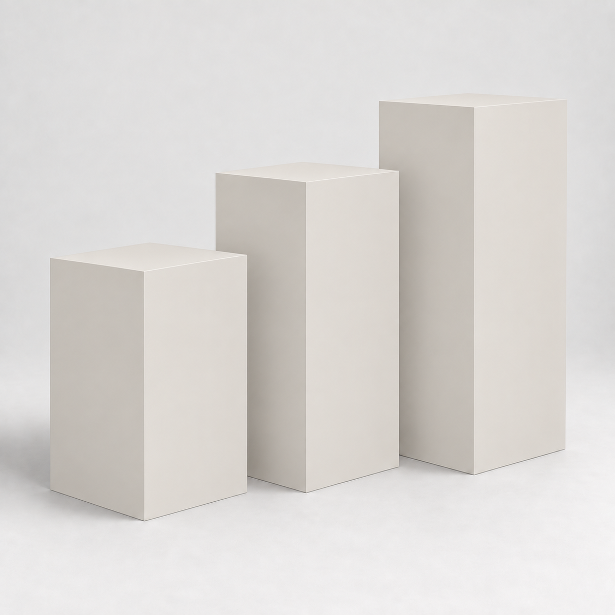 Painted Gallery Pedestal Trio in Eider White SW 7014; representative color rendering.