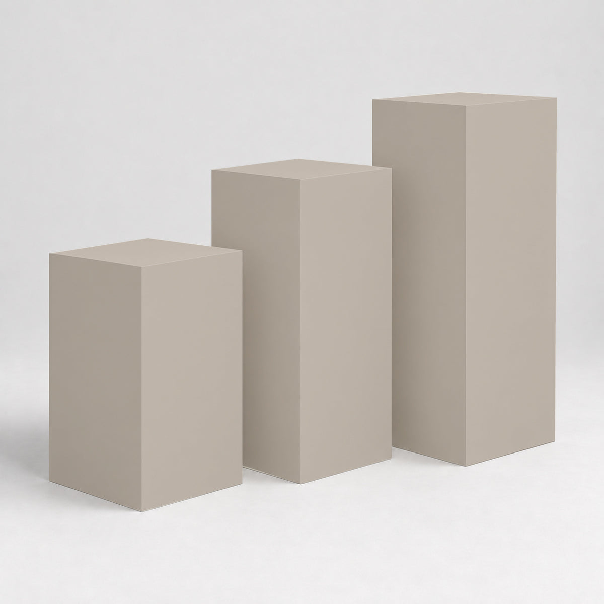 Painted Gallery Pedestal Trio in Anew Gray SW 7030; representative color rendering.