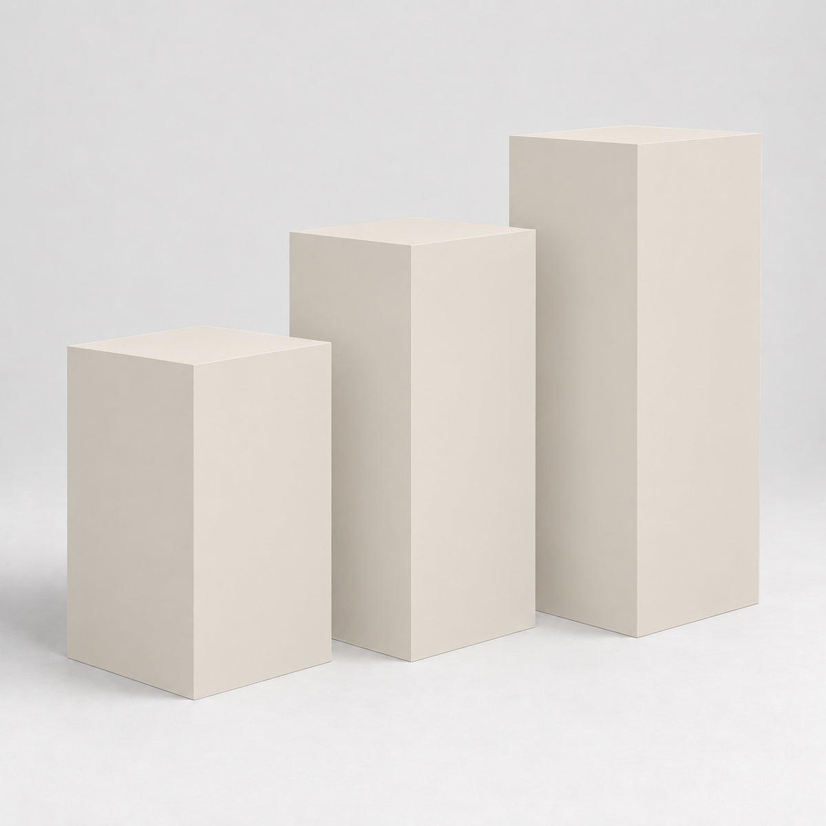 Painted Gallery Pedestal Trio in Aesthetic White SW 7035; representative color rendering.
