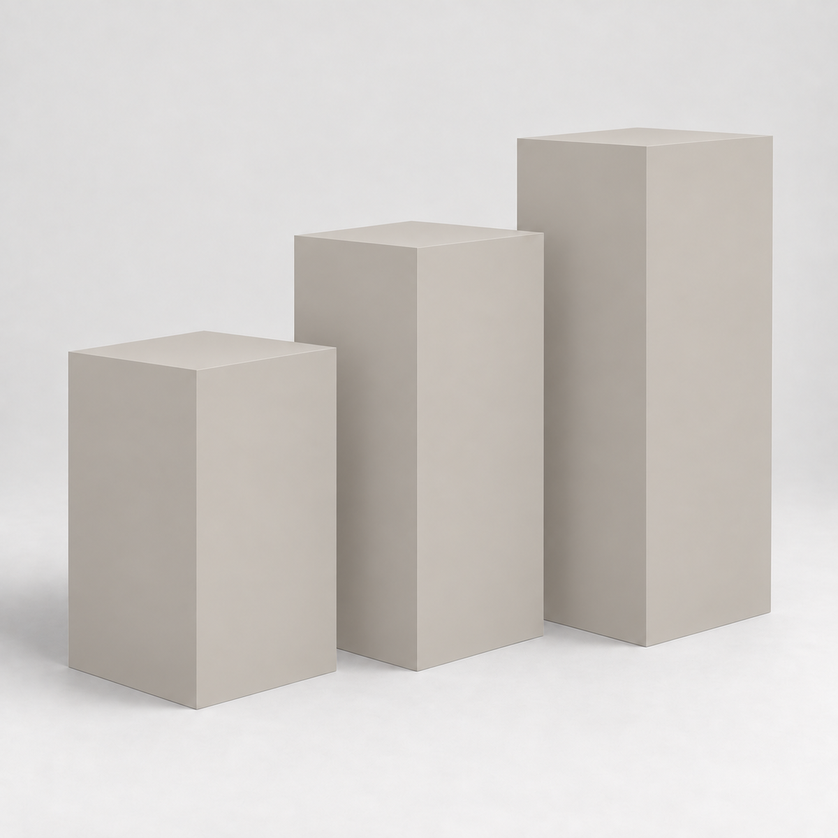 Painted Gallery Pedestal Trio in Worldly Gray SW 7043; representative color rendering.