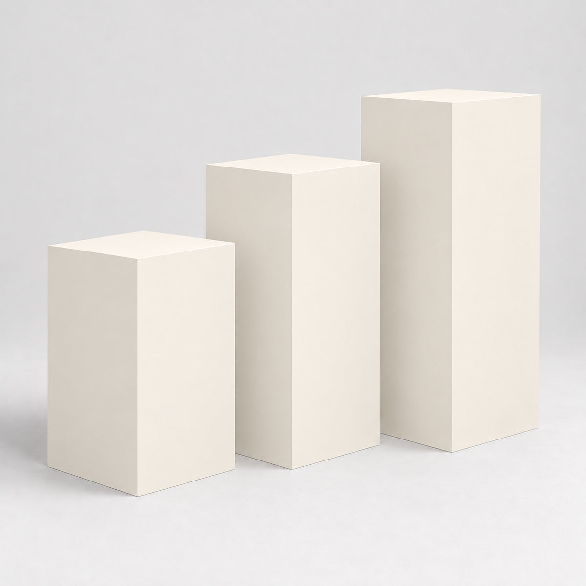 Painted Gallery Pedestal Trio in White Flour SW 7102; representative color rendering.