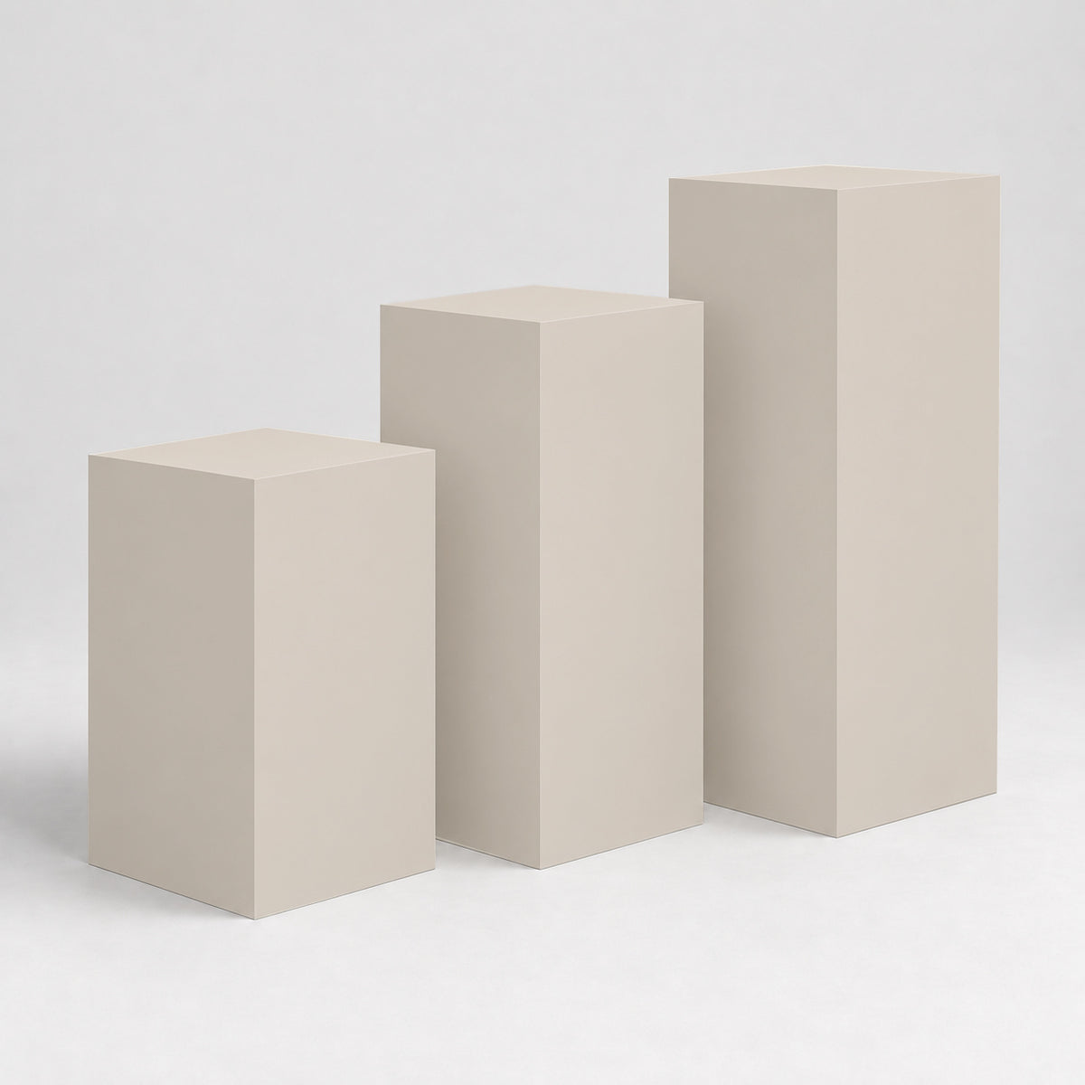 Painted Gallery Pedestal Trio in Modern Gray SW 7632; representative color rendering.