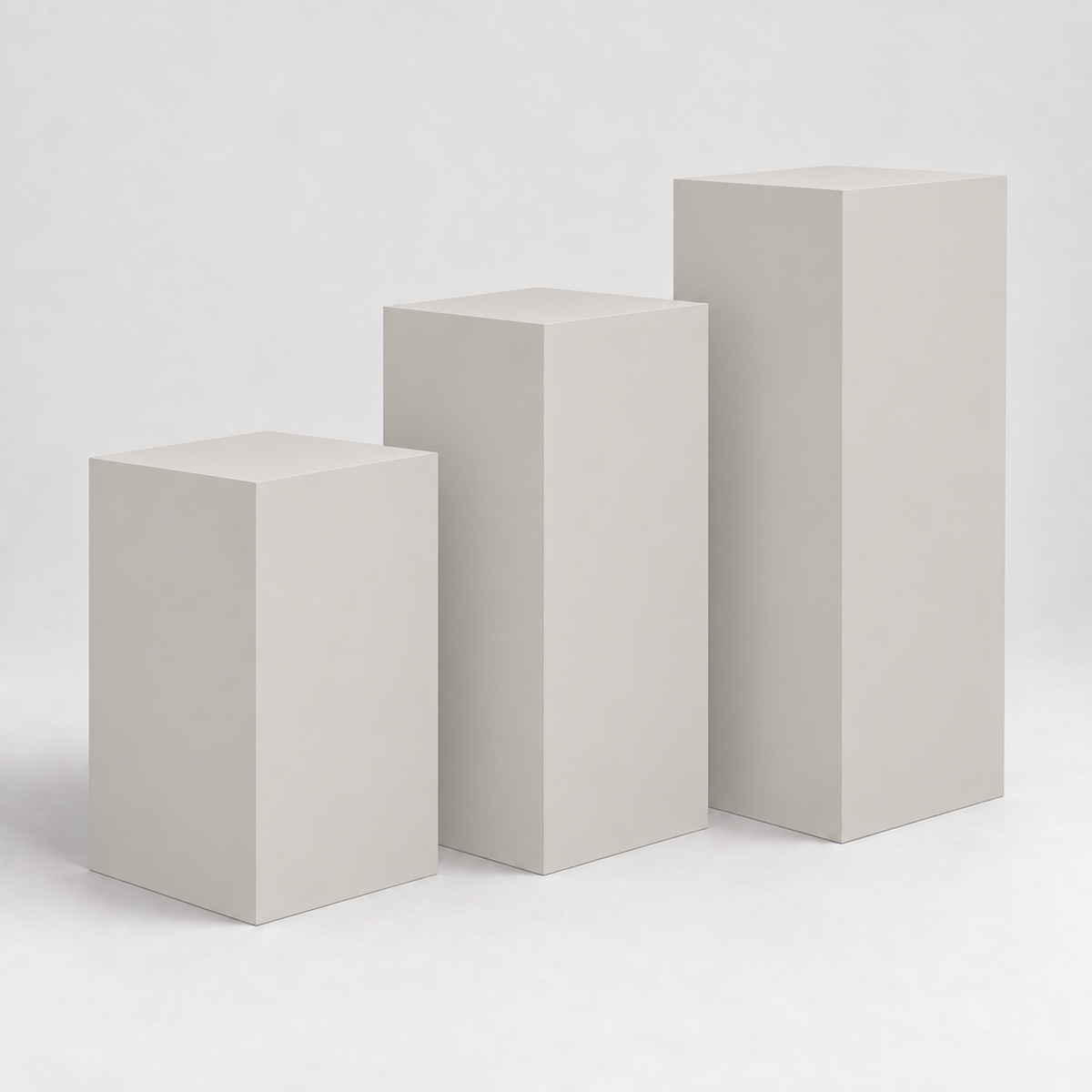 Painted Gallery Pedestal Trio in Crushed Ice SW 7647; representative color rendering.