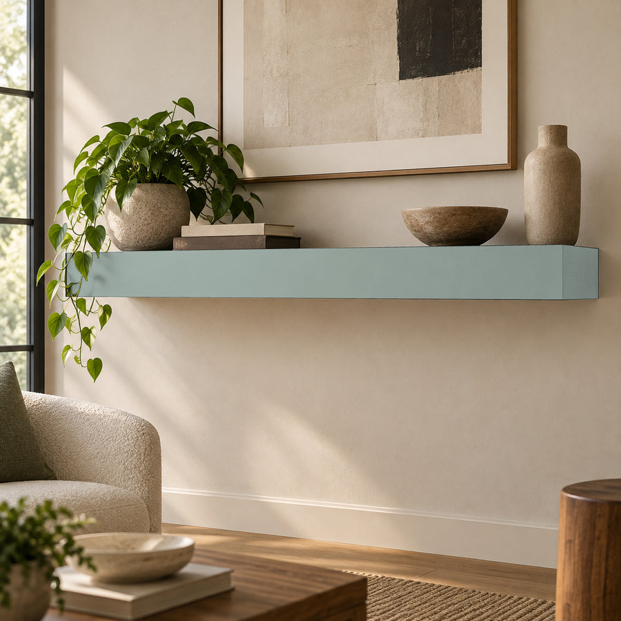 Standard Painted Floating Shelf in Halcyon Green SW 6213; representative color rendering.